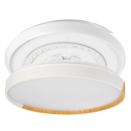 Ventilateur de Plafond LED Blanc/Haya 45W 4400LM CCT, Moteur DC Ultra Silencieux, Fonction Été/Hiver, avec Télécommande et Pales Rétractables
