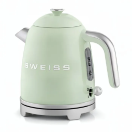 Sweiss Bouilloire Électrique Vintage KTS7 - 1000 W - Capacité 1 L - Socle 360° - Vert - Inox - Décoration Cuisine