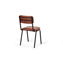 GINER Y COLOMER - Lot de 2 chaises en cuir véritable et structure métal, assise marron et pieds noirs - Dimensions (HxLxP) : 82 x 55 x 43 cm - Réf. lot