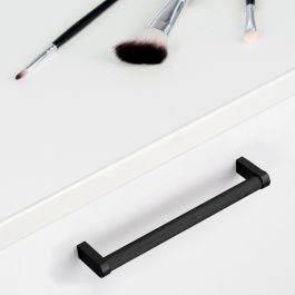 Emuca Lot de 5 poignées pour meubles Bergen, L141mm, entraxe 128mm, Aluminium , Peint en noir