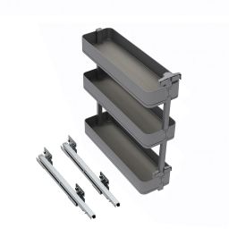 Emuca Porte-bouteilles latéral extractible Harmony avec fermeture amortie, Module largeur 200mm hauteur 800mm, Acier et Bois, Gris anthracite