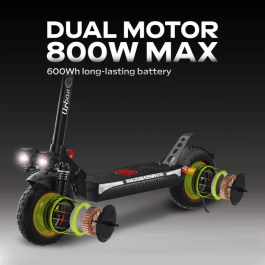 Urbanglide Trottinette Électrique ECROSS DUO 800W Roues 10" Vitesse Max 25 km/h Autonomie 60 km URB1745881804203