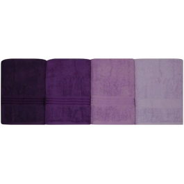 Ensemble de 4 serviettes de bain en coton 100 % - 70 x 140 cm - Violet