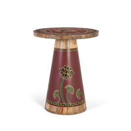 GINER Y COLOMER - Table d'appoint ronde en bois de manguier avec détails floraux peints à la main - Décoration artisanale Precio: 347.988. SKU: B19THWZ6DG