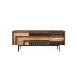 GINER Y COLOMER Meuble TV Texturiza2 - Buffet en bois de manguier avec décor géométrique, 2 portes et 3 tiroirs - Marron Precio: 959.988. SKU: B189Z3V85T