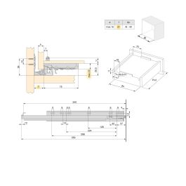 Emuca Jeu de coulisses invisibles pour tiroir Silver, à sortie totale, avec fermeture amortie et loqueteau, profondeur 540mm, Acier, Zingué