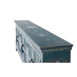 GINER Y COLOMER - Buffet Artisanal 6 Portes en Bois de Mango, Meuble de Rangement, Azul, Dimensions Portes 51x26cm