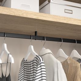 Emuca Lot de 2 rails de penderie Luxe de 1,15 m de long avec supports, Aluminium et Plastique, Peint en noir texturé