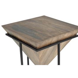 Giner y Colomer Table d'angle en bois de manguier et métal - Style industriel et rustique - 50x50x63 cm - Couleur naturel et noir