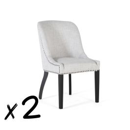 GINER Y COLOMER Lot de 2 chaises rembourrées en tissu gris avec assise 43x46 cm, dossier 50 cm et pieds en bois noir - Confort et design contemporain Precio: 623.988. SKU: B175X8NEQT