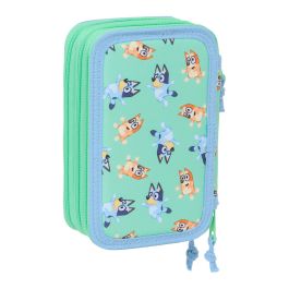 Trousse Fourre-Tout Triple Bluey Sisters Vert Eau 12,5 x 19,5 x 5,5 cm 37 Pièces