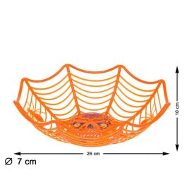 Panier de décoration Halloween en plastique orange, forme toile d'araignée avec crânes - Panier à bonbons festif et effrayant pour fête à thème Precio: 10.5. SKU: B14QQ8G8FD