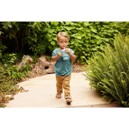 Infantino Ma Première Tasse en Silicone pour Bébé, 255 ml, Anti-Fuite avec Poignée et Paille Sécurisée - Moody Blue