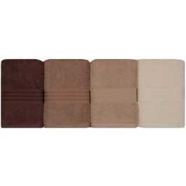 Lot de 4 serviettes de bain en coton 100% - Dimensions 50 x 90 cm - Couleur crème