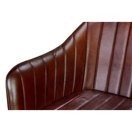 GINER Y COLOMER Chaise en cuir naturel avec pieds métalliques couleur marron - Dimensions siège: 42x42 cm, Hauteur: 51 cm