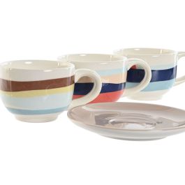 Ensemble de tasses à café Home ESPRIT Jaune Bleu Vert Lila Métal Dolomite 180 ml