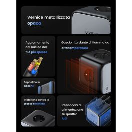 UGREEN DigiNest Cube Multiprise 3 prises AC + 2 ports USB-C + 2 ports USB-A Charge Rapide 65W 1.8m Gris/Noir