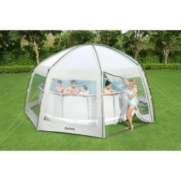 Bestway Bâche de Piscine Ronde Élévée Flowclear 6 x 6 x 2,95 m avec Protections UV UPF 50 et Double Toit