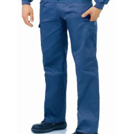 DUVER Pantalon Ligero Trabajo Multibolsillos PGM31, Polyester-Algodón, Léger et Confortable, 200 gr/m2, Gris/Bleu