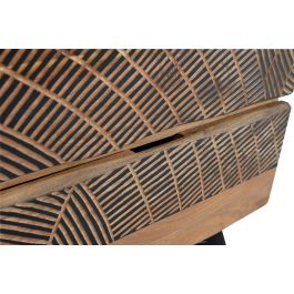 GINER Y COLOMER Commode 6 tiroirs en acacia avec pattes en métal, finition naturelle et décor sculpté main, L125 x P40 x H86 cm