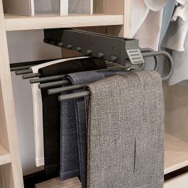 Emuca Porte-pantalons extractible, Droite, Peint en aluminium, Acier et Plastique.