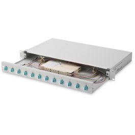 DIGITUS LWL Spleißbox 1HE bestückt 12x LC DX OM3 grau