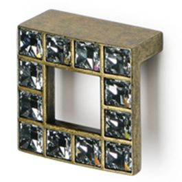 GIUSTI Poignée Zamak Cristal Swarovski 49x49mm Finition Antica Firenze