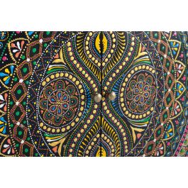 GINER Y COLOMER Buffet en bois de manguier, 2 portes et 4 tiroirs multicolores, peinture à la main, dimensions 107x33x73 cm