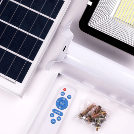 BX3 LIGHT FAR-SOL-200W-CW - Farola Solaire LED, 200W, 6V, avec Batterie 3.2V 20000mAh, Contrôle à Distance et Dimmable, IP65, Éclairage Public Autonome