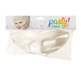 Masque de fête vénitien unicolore blanc lisse, design ergonomique pour carnaval, soirée thématique ou théâtre - Antifaz