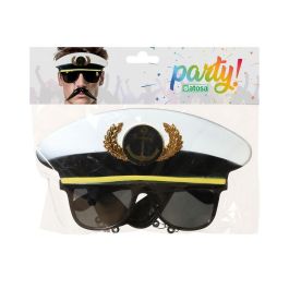 Déguisement Lunettes de Capitaine avec Visière et Moustache, Accessoire Costume Marin pour Fête Nautique ou Thème Humoristique