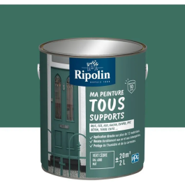 Ripolin - Peinture multi-supports mat vert cèdre RAL 6000 - Application sur bois, métal, béton, PVC - Résiste aux UV et intempéries - 2 litres
