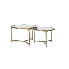 GINER Y COLOMER - Lot de 2 tables basses rondes en fer et marbre, design contemporain, couleur doré et blanc Precio: 851.988. SKU: B1DHR6DY9F