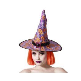 Sombrero de sorcière Halloween pour femme adulte, chapeau pointu violet avec décorations de citrouilles orange et boucle à paillettes - Accessoire de déguisement Precio: 2.268. SKU: B1C34VPD6Z