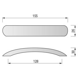 HERRAJES ALK Poignée Heracle Aluminium Chrome 128mm