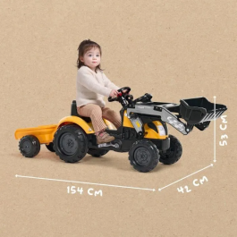 Falk Tractor de pedales Mighty Builder - FAL3016200001485 - Amarillo - 100 % fabricado en Francia - 50 % plástico reciclado - A partir de 2 años