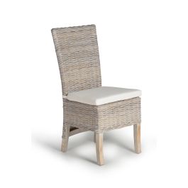 GINER Y COLOMER - Lot de 4 chaises en rotin avec coussin inclus - Hauteur d'assise 47 cm - Hauteur dossier 59 cm - Gris