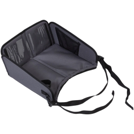 Tineo Plateau de Voyage Portable pour Enfant avec Compartiments et Support - Adapté aux Sièges Auto - Gris