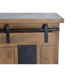 GINER Y COLOMER Meuble TV industriel en bois de manguier et métal avec 2 portes coulissantes et tiroir, 130 x 55 x 50 cm, couleur naturel