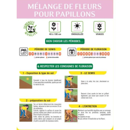 BHS - Mélange de fleurs pour papillons - 230 g - 39 variétés vivaces et annuelles (Belle de jour, Julienne, Nielle, Campanule, Souci, Pétunia, Népéta, Lavande)