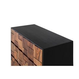 GINER Y COLOMER Commode 3 tiroirs en bois de sheesham et manguier avec système push, design contemporain, finition wengué et noyer, 82x40x85 cm