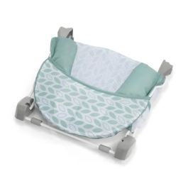 Ingenuity Summer - Transat de bain bébé pliable 2 positions, filet porte-bébé et coussin, pour 0-6 mois (max 9 kg), vert