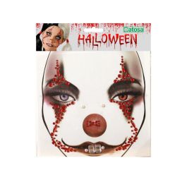 Lot de Joyaux Faciaux Adhésifs Rouge pour Déguisement de Clown Diabolique et Halloween, Cosplay