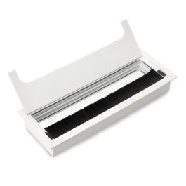 Passe-câbles de table Emuca Quadrum, rectangulaire, 269x80mm, à encastrer, Aluminium, Peint en blanc