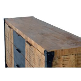 GINER Y COLOMER - Buffet 2 portes et tiroir en bois d'acacia et de manguier avec finition naturelle et métal noir - 80x180x45 cm