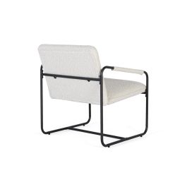 GINER Y COLOMER Tapiza2 - Lot de 2 fauteuils design en tissu beige avec coussin et structure en fer noir mat