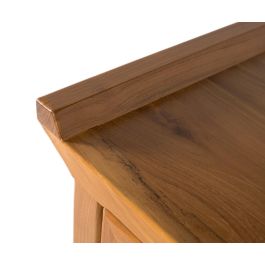 GINER Y COLOMER - Meuble TV en teck massif, style ethnique contemporain avec 2 portes sculptées et 2 tiroirs, finition miel clair, 180 cm de largeur