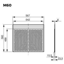 Emuca Protecteurs fond pour la cuisine Sink, M60, 567x580mm, épaisseur de la planchet 16mm, découpable, Plastique, Gris antracite