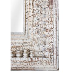 GINER Y COLOMER - Miroir de Salle de Bain Rectangle en Bois de Mango Style Vintage avec Cadre Blanc Décaqué - 88 x 58 cm