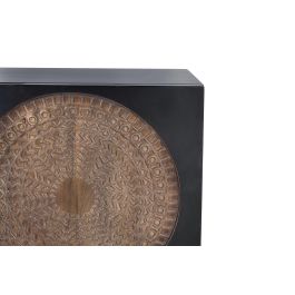 GINER Y COLOMER - Meuble TV en bois de manguier et métal, teinté noyer foncé, 145 x 56 x 40 cm, avec 2 portes, nécessite un montage